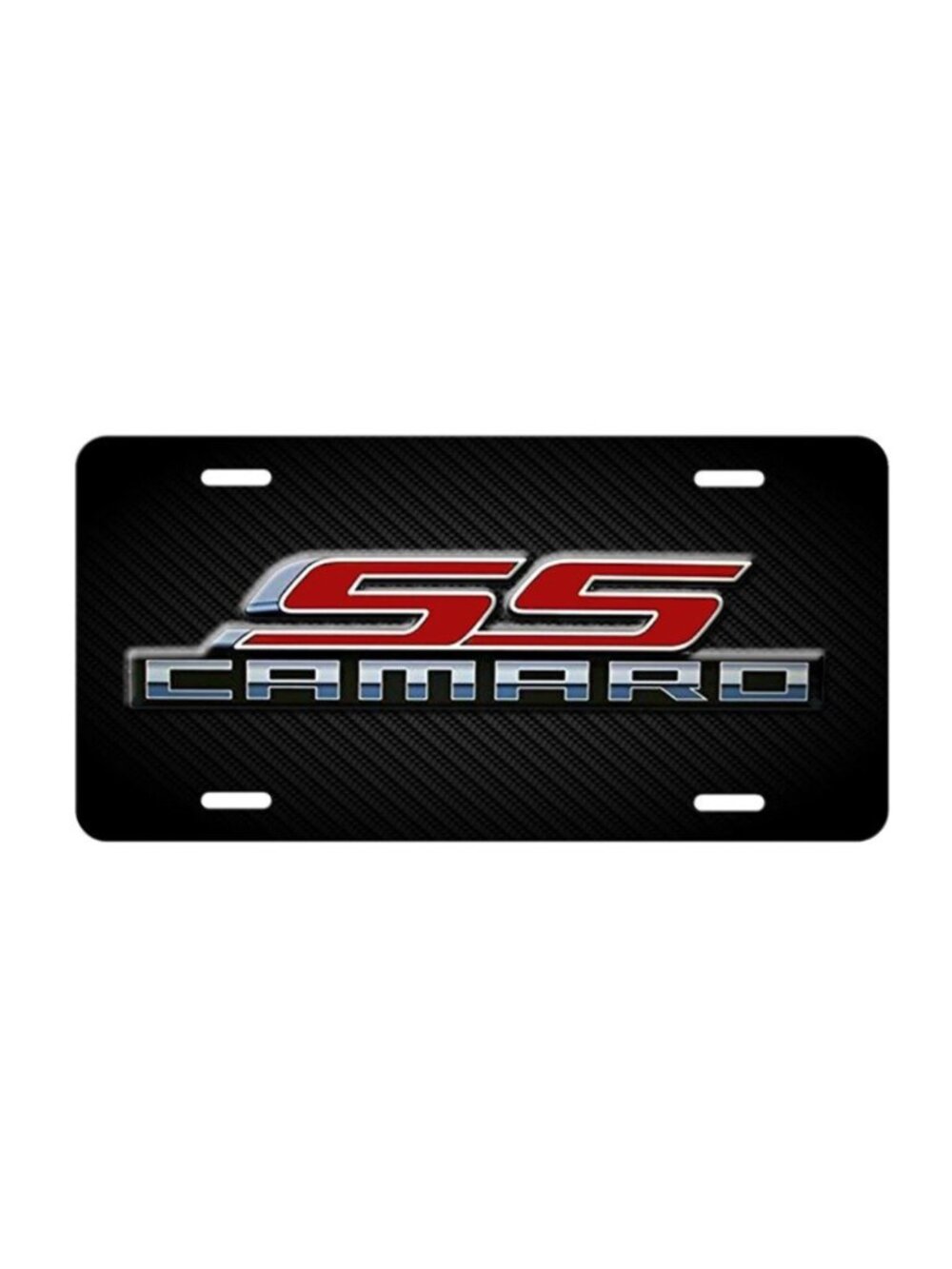 Camaro SS Inspired Art on Simulated Carbon Fiber Aluminum License Plate Tag